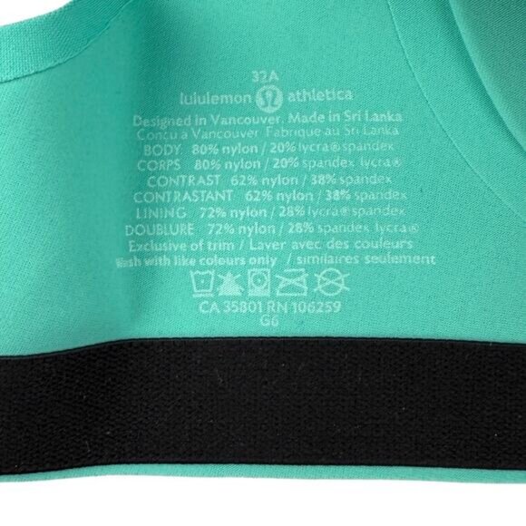 Lululemon Bitty Bracer Sports Bra (B-C cup) In Bali Breeze / Black Size 32A - Picture 7 of 8
